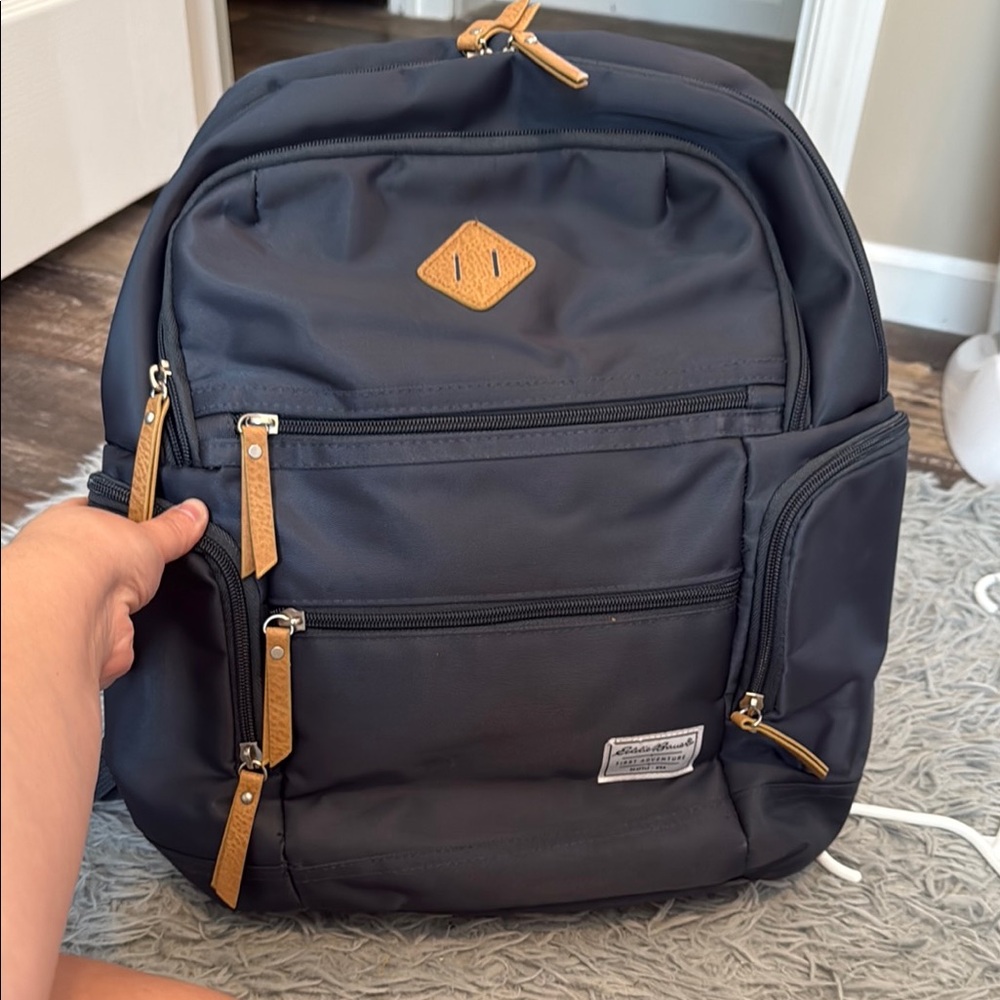 Stylish Black Backpack with Tan Accents